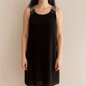 Needle & Thread Black Midi Dress with White Accents